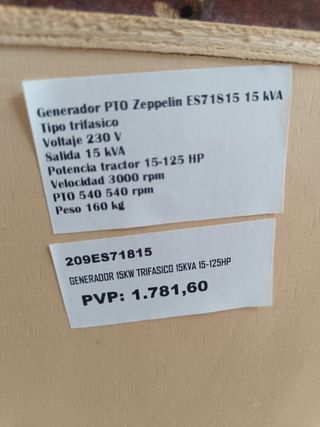 Generador para traztor toma fuerza