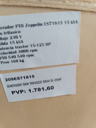 Generador para traztor toma fuerza