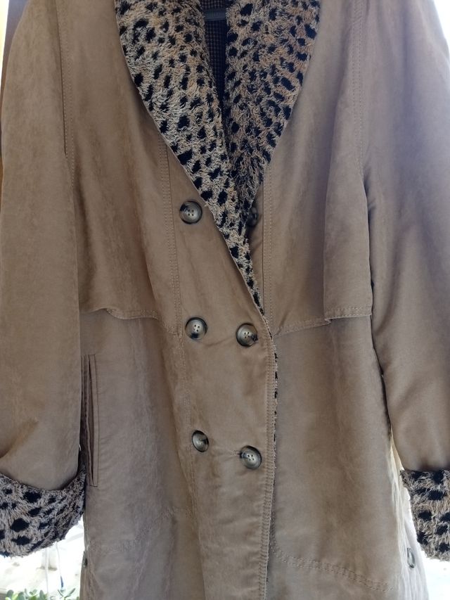 Abrigo antelina beige mujer