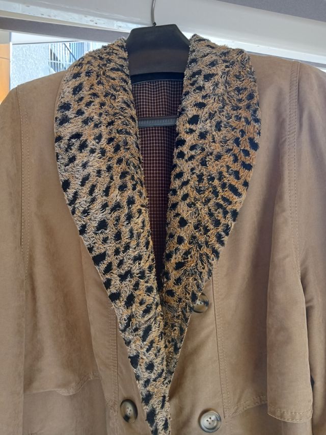 Abrigo antelina beige mujer