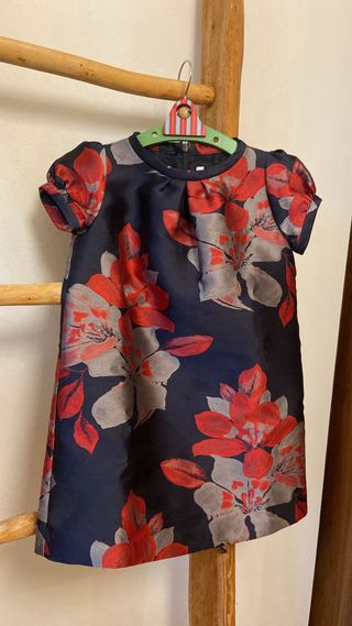 Abito bambina blu floreale Il Gufo