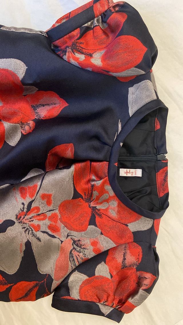 Abito bambina blu floreale Il Gufo