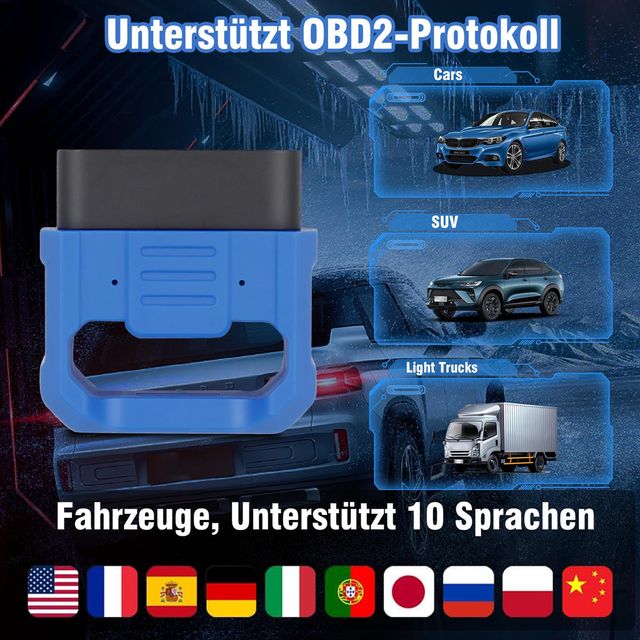 Diagnóstico de veículo OBD2 Bluetooth 11 funções