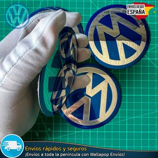 X4 Emblemas Volkswagen Azul 90mm Tapacubos Llantas