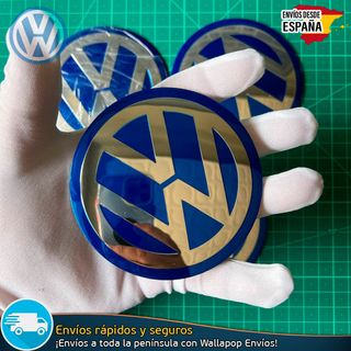 X4 Emblemas Volkswagen Azul 90mm Tapacubos Llantas