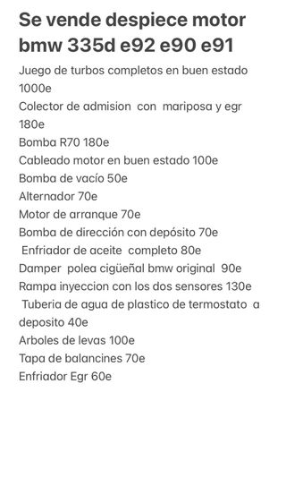 Despiece de motor bmw 335d e92 306d5 e90 x5 