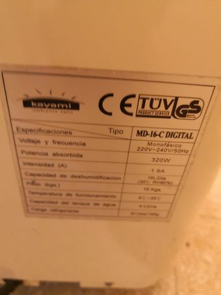 Deshumidificador grande. Marca Kayami.