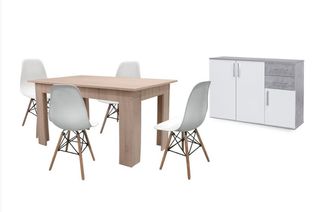 OFERTON PACK MESA + RECIBIDOR 3P2C + 4 SILLAS NORD
