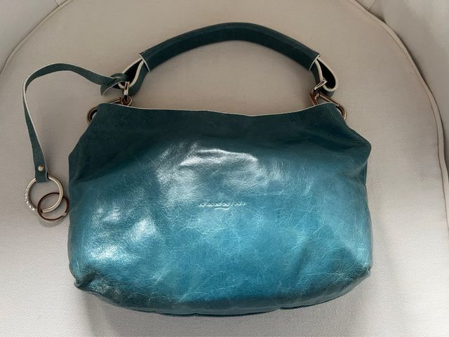 Nannini borsa in nappa turchese