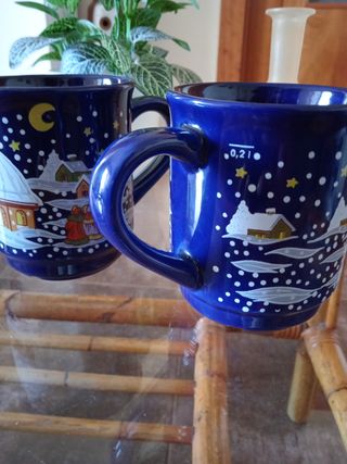 PINTADO A MANO PORCELANA ANTIGUA 2 TAZAS ÚNICAS