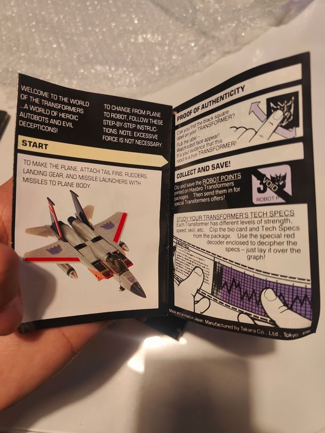 Transformers G1 Starscream 1984 Hasbro