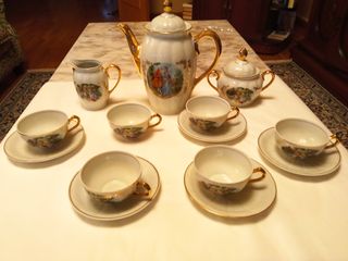 ANTIGUO JUEGO CAFÉ PORCELANA SANTA CLARA