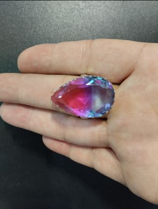 Anillo plata y turmalina bicolor