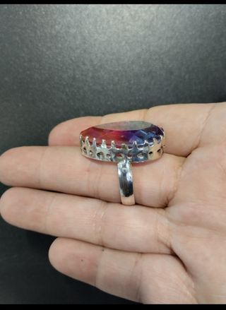 Anillo plata y turmalina bicolor