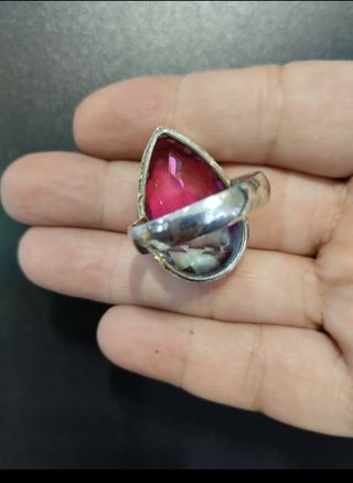 Anillo plata y turmalina bicolor