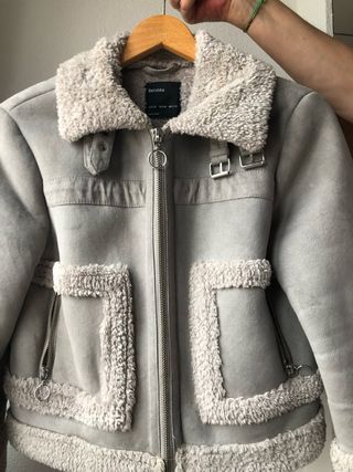 Chaqueta borreguito y ante gris