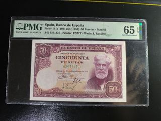 Billete 50 Pesetas 1951 PMG 65 EPQ