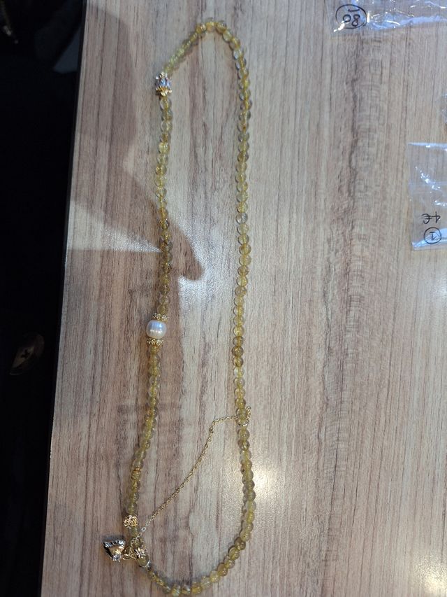 Collana pietra Quarzo Rutilato oro