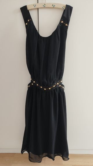 Espectacular vestido fiesta negro cóctel XS 34 