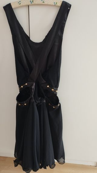 Espectacular vestido fiesta negro cóctel XS 34 