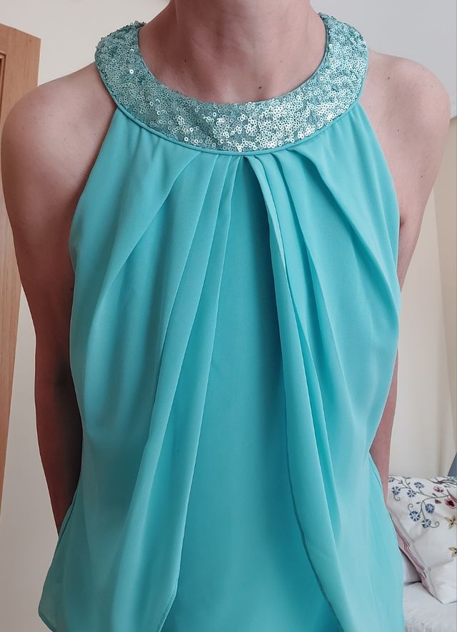 Vestido corto azul turquesa (Talla 42)