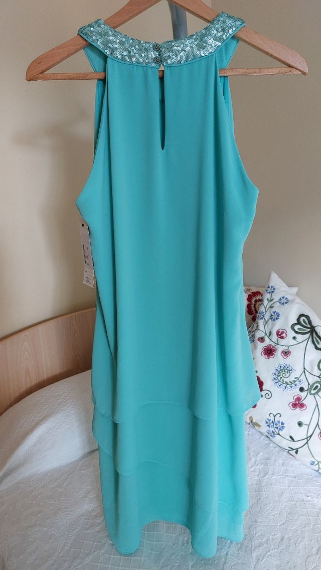Vestido corto azul turquesa (Talla 42)