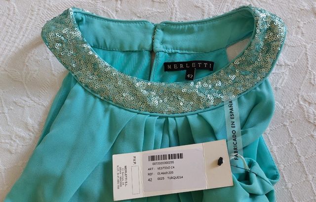 Vestido corto azul turquesa (Talla 42)