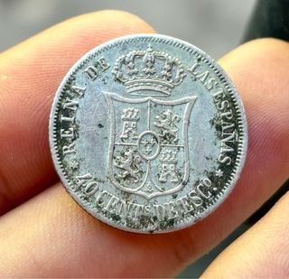 Moneda PLATA ISABEL II 40 Cent Escudo 1866 Madrid