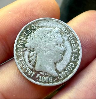 Moneda PLATA ISABEL II 40 Cent Escudo 1866 Madrid