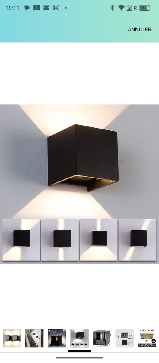 2 apliques Led negras