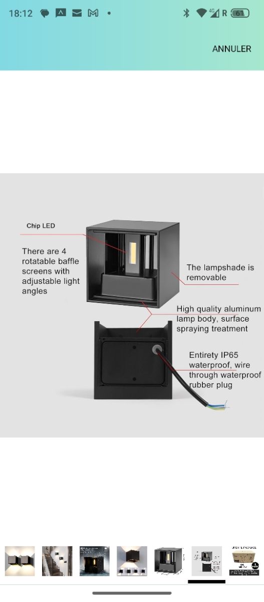 2 apliques Led negras