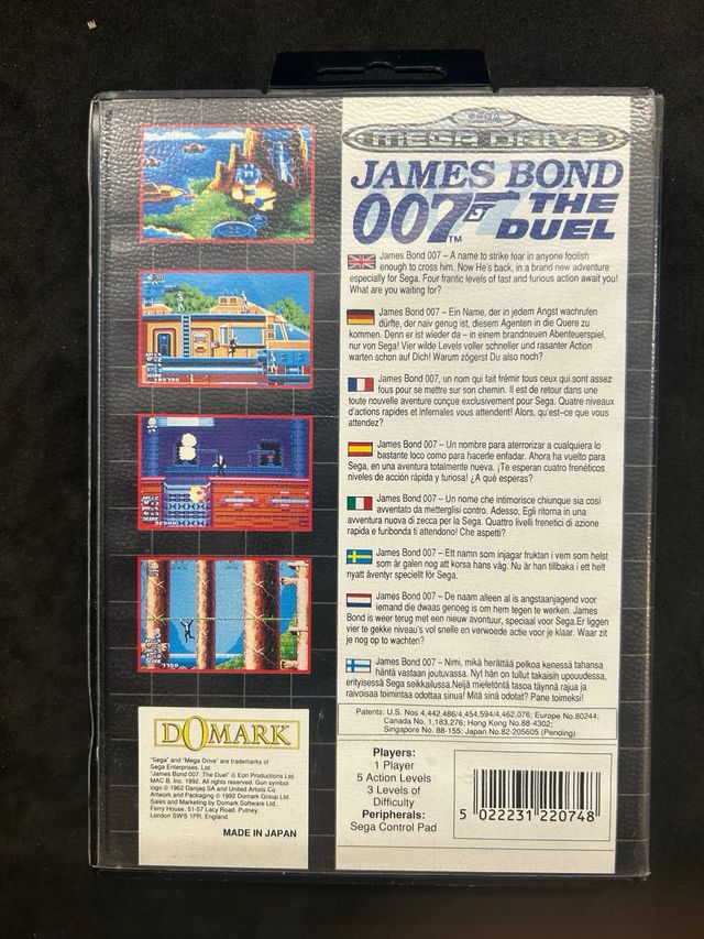 Mega drive James Bond 007, sin manual
