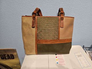 Bolso tela y cuero 
