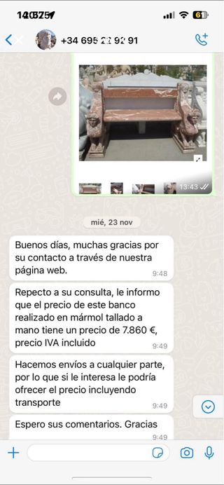 Banco ornamental con esfinges de tres plazas