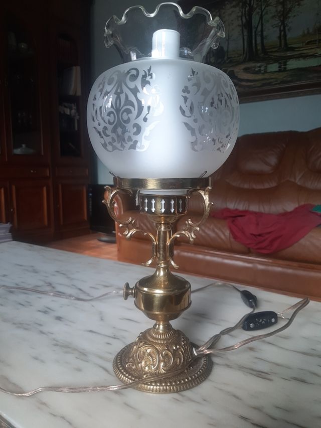 Lampara de noche bronce y laton