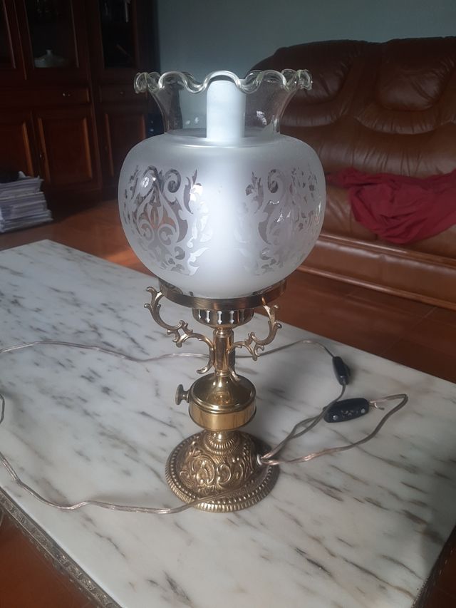 Lampara de noche bronce y laton