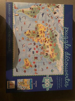 Puzzle Mapa del mundo y animales