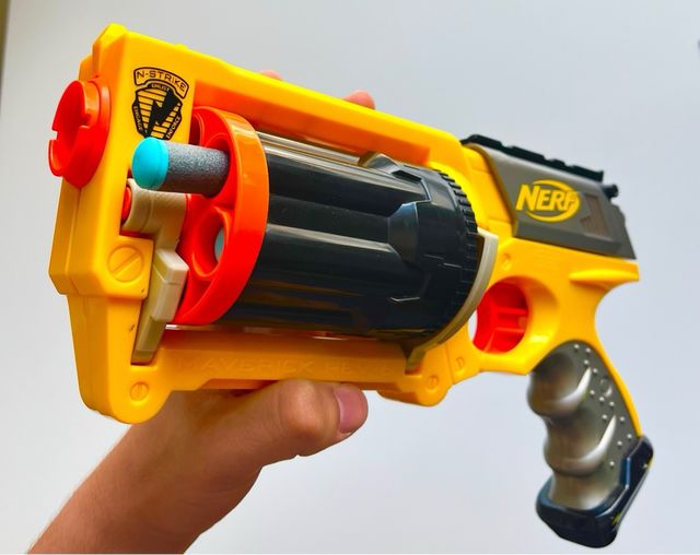 POTENTE NERF Revólver amarillo Maverick Rev-6🔫🟡