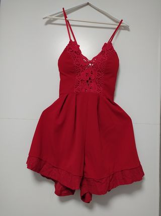 Mono Rojo Fiesta Corto Moños Para Monos Mujer Fiesta Zara Monos