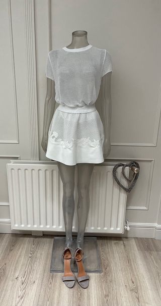 Conjunto falda vuelo red y top espalda cruzada