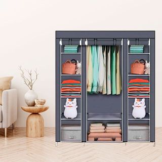 Armario de Tela Gris Vestidor 170x150x45 Cm NUEVO