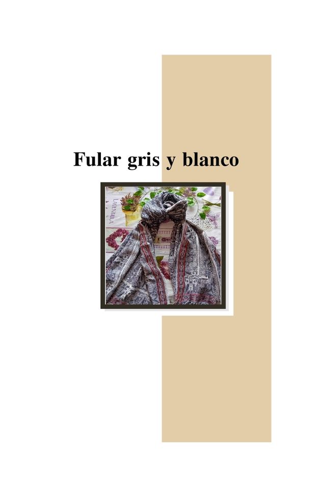 Fular blanco y gris