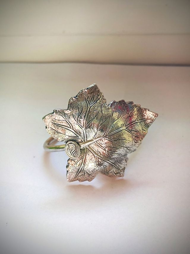 Ferma fazzoletti/tovaglioli foglia argento 925