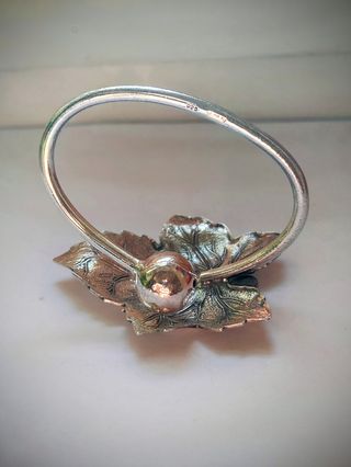 Ferma fazzoletti/tovaglioli foglia argento 925