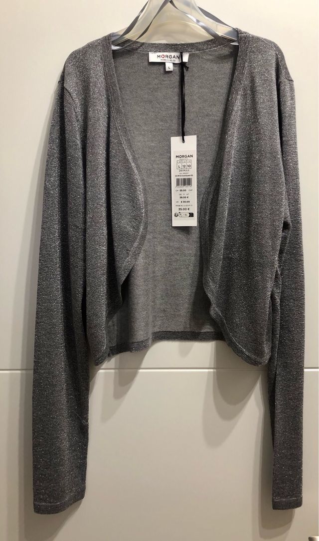 Cárdigan corto plateados de Morhan, talla L