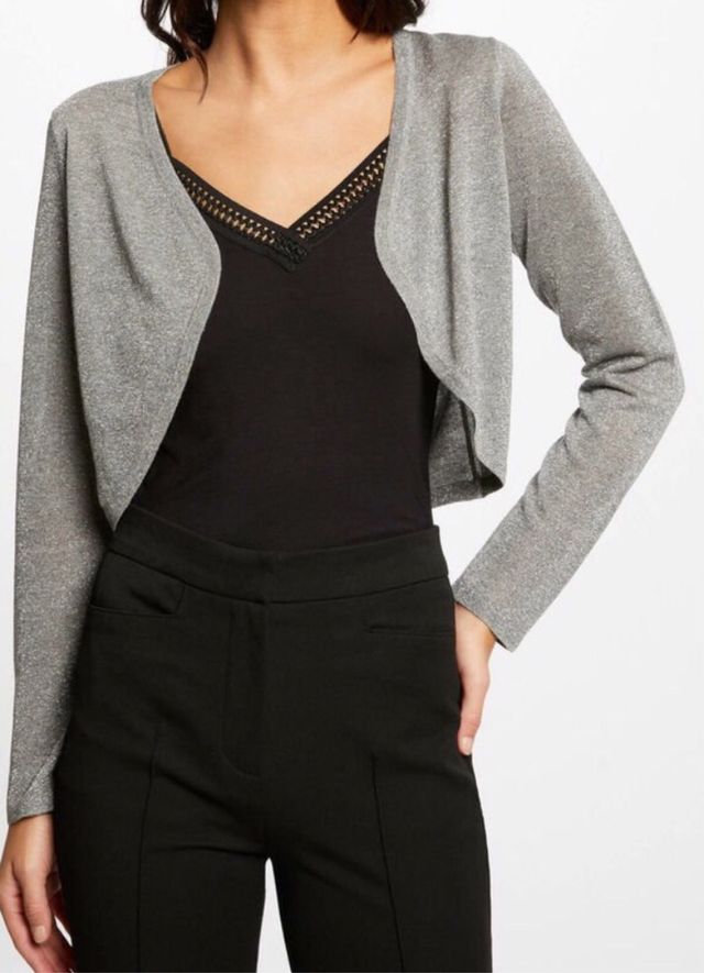 Cárdigan corto plateados de Morhan, talla L