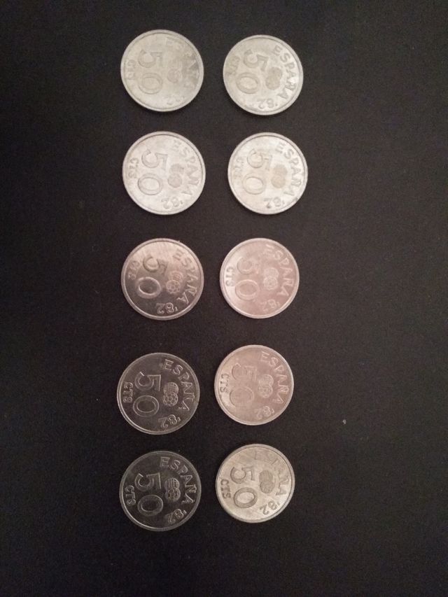 10 monedas 50 céntimos 1980