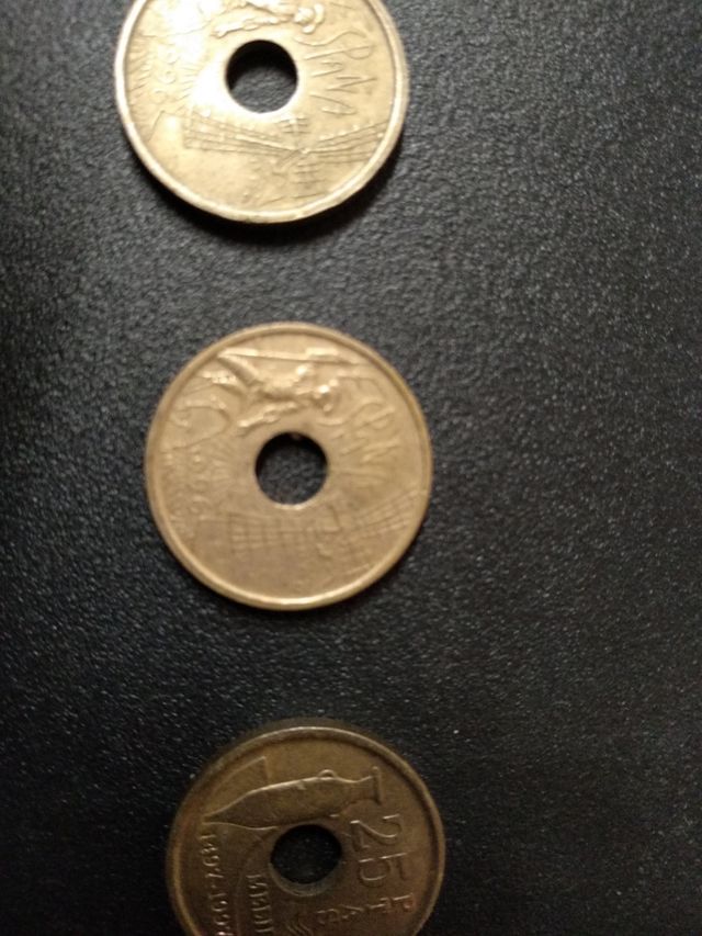 3 monedas 25 pesetas 1986 y 1987