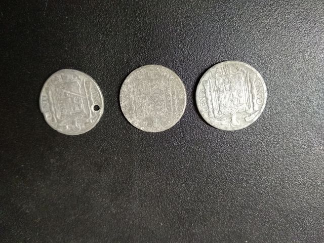 3 monedas 5 céntimos 1940 y 1941