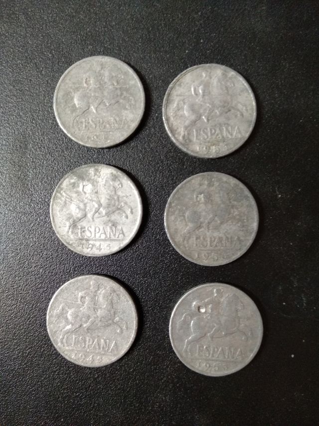6 monedas 10 céntimos 1945 y 1953